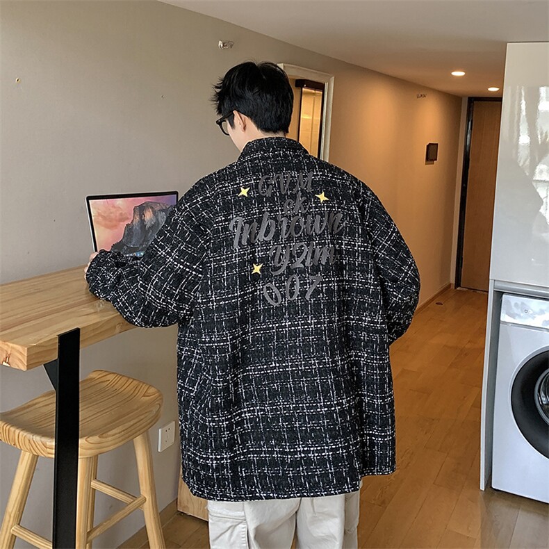 港风小香风长袖衬衫男大码中性风情侣潮衬衫男CCS8019P45,男装衬衫,星座226-1