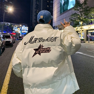 新款立领pu皮印花棉衣男秋冬季加厚面包服外套保暖棉服MY621-P115图片
