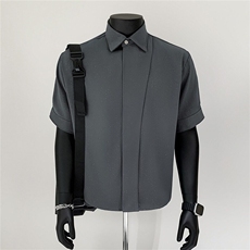 黑色衬衫男高级感休闲商务垂感满天星衬衣ins潮外套痞帅-C5560，男装衬衫，星座601-1