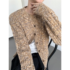 美式复古cleanfit撞色针织衫毛衣男女宽松麻花扣子开衫外套上衣潮，男装针织衫/毛衣，星座516A