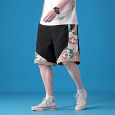 复古风刺绣工装短裤男潮牌街头宽松阔腿休闲百搭中裤K41-P60，男装休闲裤，星座816-2（原B366-1）