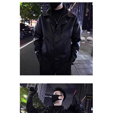 西装领皮衣外套男春秋款韩版潮流修身痞帅精神小伙机车男士皮夹克，男装夹克，星座506A