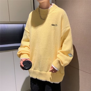 秋冬季毛衣男ins韩版潮流港风宽松慵懒圆领B607-P45图片