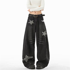 1506-1/KL66571/P61个性字母牛仔裤嘻哈ins潮高街潮流痞帅长裤，男装牛仔裤，星座1506-1