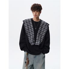 WY1546-P40特控78T1022-P33特控60大码假两件披肩长袖T恤卫衣，男装T恤，电商D232