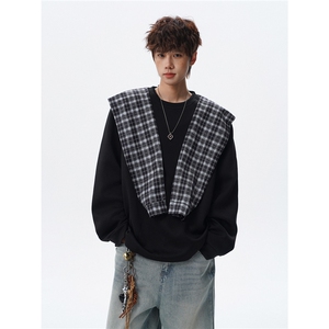 WY1546-P40特 控78 T1022-P33特 控60大码假两件披肩长袖T恤卫衣，男装T恤，电商D232