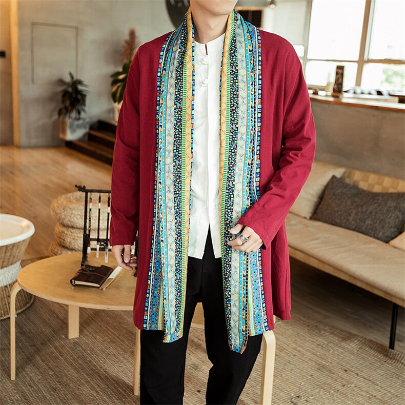 大码风男装花色风衣复古斗篷披风大氅汉服6020-1-8816/特图片
