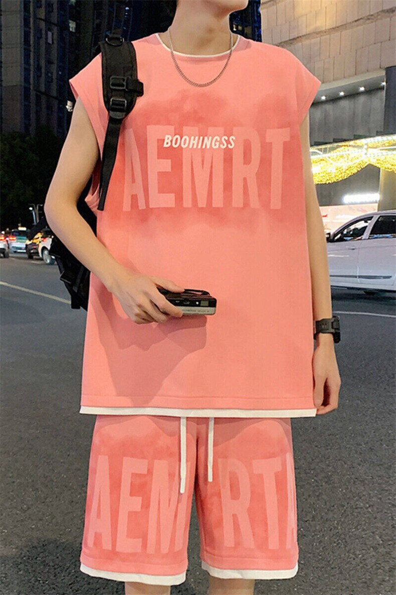 2025夏季新款港风外景大码菠萝格短袖套装M-5XHQ24469-P60,男装休闲套装,电商A022
