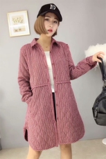 棉衣/棉服2020年冬季舒适长袖女长款加厚保暖时尚简约百搭，女装棉衣/棉服，深水步