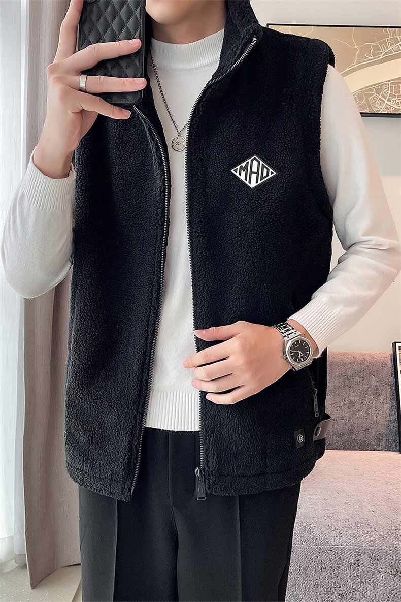 2024冬季加厚羊羔毛立领棉马甲背心外套男M505-p110控165,男装背心/马甲,电商D303