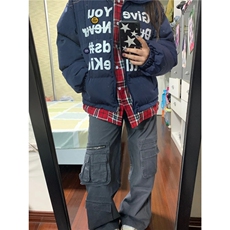 【有货】DW268-P108美式假两件字母印花棉衣女冬季宽松加厚外套，男装棉衣，星座603-2