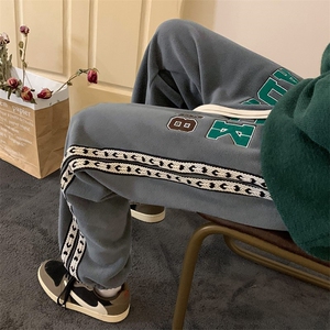 冬季双面摇粒绒刺绣织带束脚休闲裤M~5XL XZ604-KP86-P65控78图片