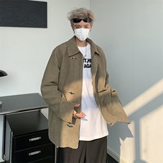 复古仿灯芯绒双层门襟肩部造型分割飞机扣开合方领短夹克JY755，男装夹克，星座1116A-1（原606A）