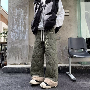 重磅冬季加棉羊羔绒棉裤男女款菱格刺绣夹棉保暖裤子K5968X-P45图片