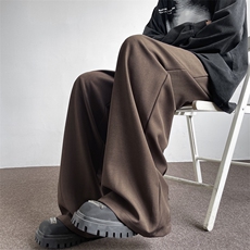 2026秋季新款港风日系复古高质量宽松版阔腿直筒西裤ZK3790-P43，男装西裤，星座313A(原308A-2)