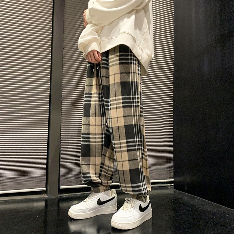 2025春季男装宽松休闲格子束脚休闲裤港风运动裤DM184-P45,女装休闲裤,电商D321-1