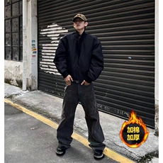 抖音得物美式潮休闲夹克春季立领纯色复古工装加厚棉服外套MF01，男装夹克，电商A443
