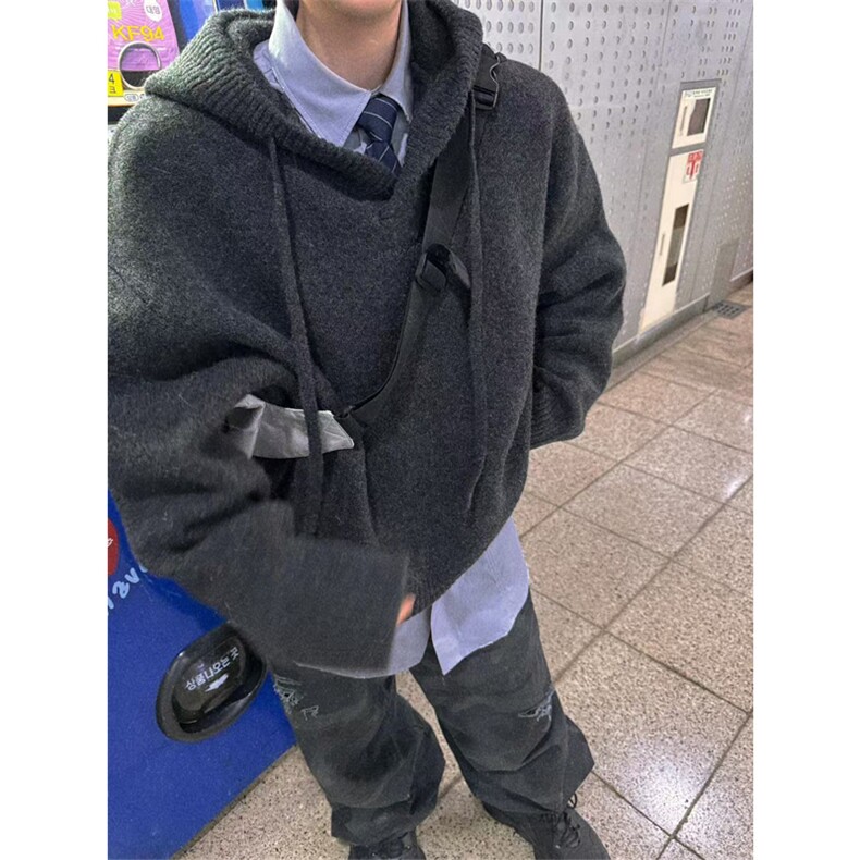 网图有货美式连帽针织衫外套男女宽松复古情侣套头线衣A992-P58,男装针织衫/毛衣,星座1505