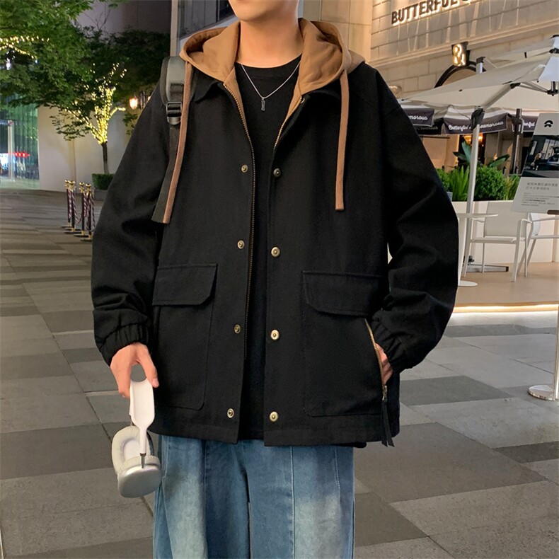 2025秋季新款假两件夹克男工装青少年宽松外套冲锋衣JK0197-P93,男装夹克,星座308B-2