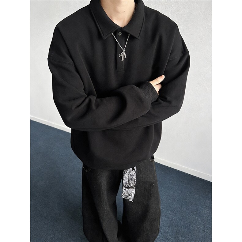抖音得物高品质二开26春装美式高街结构设计POLO翻领卫衣外套W77，男装Polo衫，电商A486