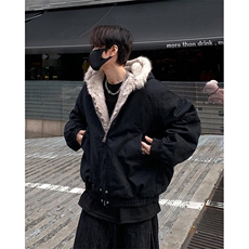 现货高品质美式高街冬季重磅硬挺短款座山雕毛领棉衣男女加厚外套，男装棉衣，电商A486-1