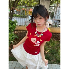 H0994-P35原版工艺+毛巾绣+订标包边拉肩修身短袖T恤，女装T恤，星座617A-2
