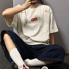 万针全刺绣解构设计260克重磅双纱纯棉高品质美式高街短袖T恤特35，男装T恤，电商A486