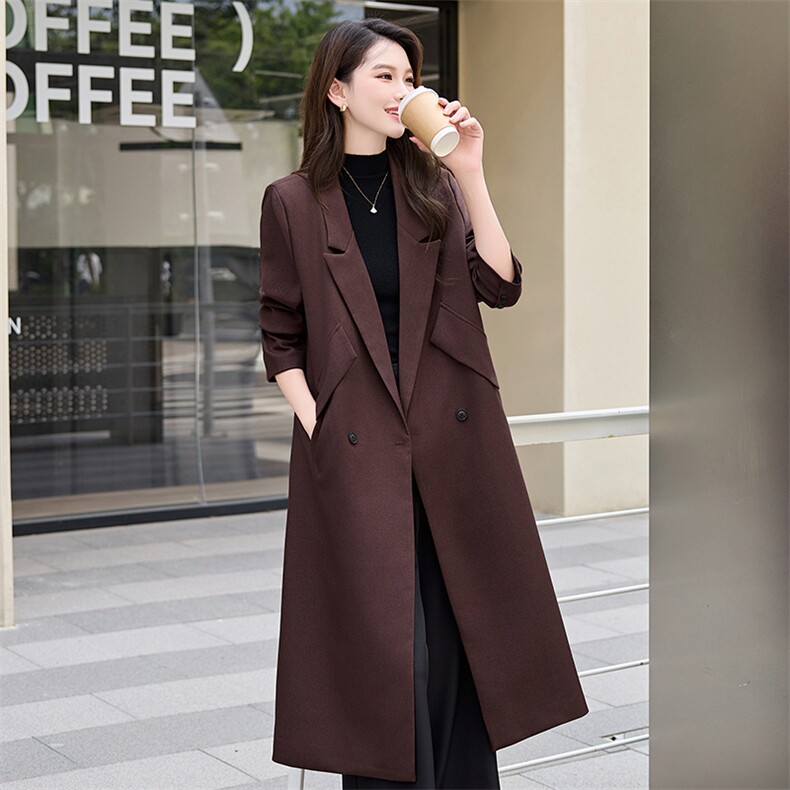 西装风衣外套女春秋中长款2025新款今年流行气质高级感超好看大衣,女装风衣,卡杰菲