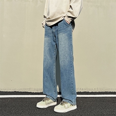 阔腿牛仔裤男春夏款渐变设计感宽松显瘦垂感直筒百搭裤子775-P45，男装牛仔裤，电商A178