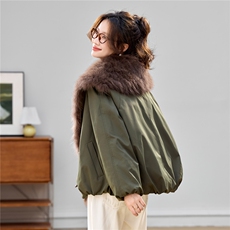 大毛领派克羽绒服女短款2025年冬季新款宽松牛角扣白鹅绒保暖外套，女装羽绒服，琦鑫阁（原依鑫阁）