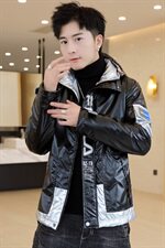 冬季亮片羽棉服男模特加厚夹克保暖外套工装棉衣黑869加绒，男装夹克，星座1207