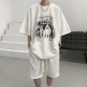 华夫格套装运动短袖t恤套装休闲两件套一套 HZ84374-P44图片