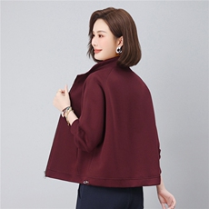 长期有货休闲百搭立领卫衣开衫短外套女2026春秋新款妈妈夹克上衣，女装卫衣/绒衫，璐依舞