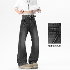 C315-W510特P高质量立体拆线扎花微喇牛仔裤(特P42X79)8，男装牛仔裤，电商C315