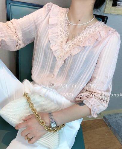 时尚花边设计衬衫，女装衬衫，兰魅依生