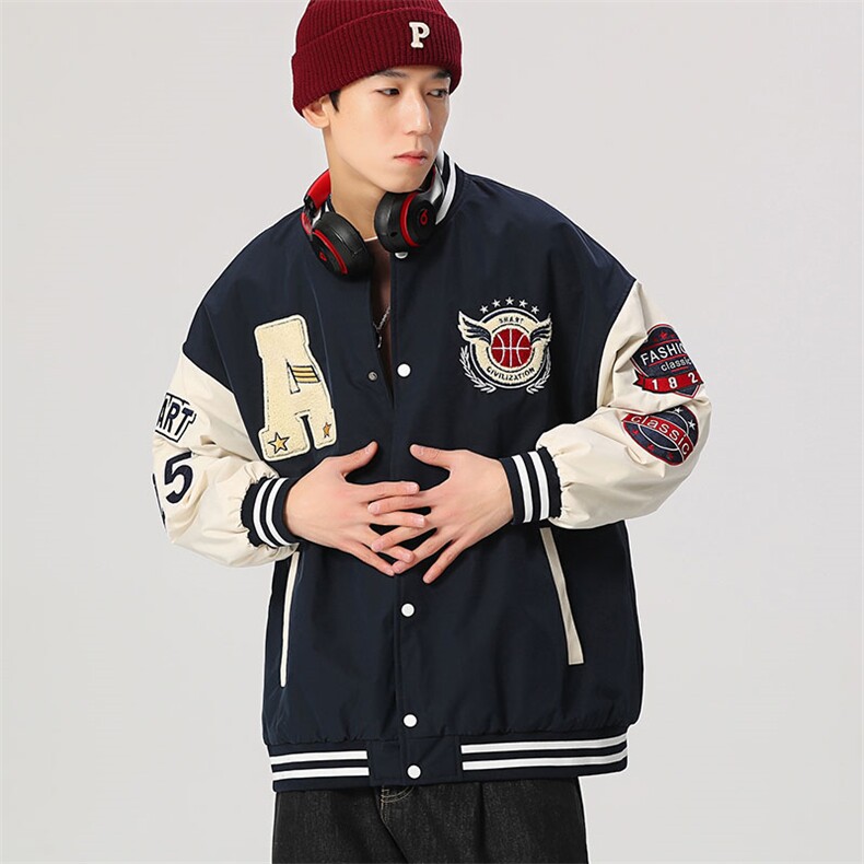 秋款棒球服夹克外套男潮牌无影墙刺绣情侣学生22129-P80控128图片