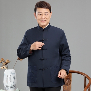 春季新款中青年唐装男长袖老年夹克外套爸爸装外套YDJ2368-P115图片