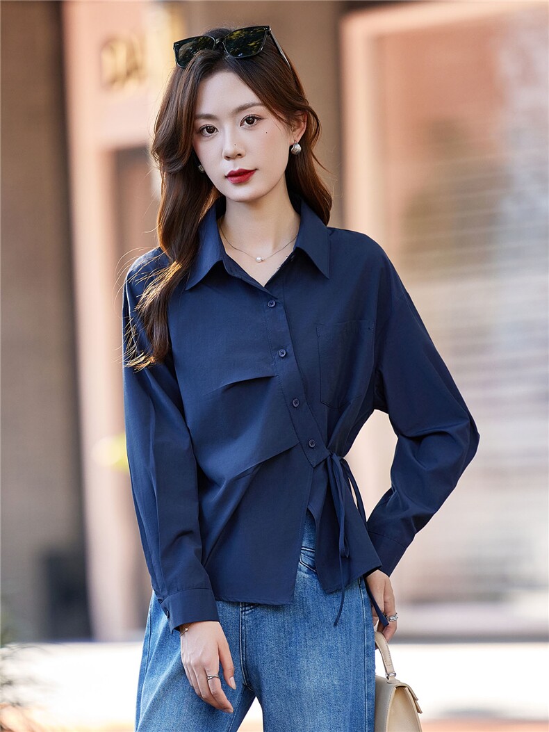 时尚长袖衬衫女2025春秋新款设计感小众韩版宽松洋气休闲衬衣外套,女装衬衫,靓衣阁