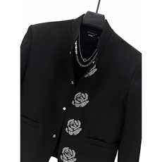 风男立领西服新中式中山装烫钻外套大码垫肩S-5XLJAK47P70，男装西服，星座1013-1