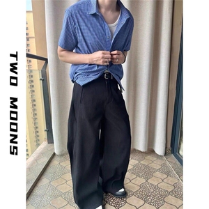 夏季设计感小众格子短袖衬衫男女慵懒高级感别致衬衣LA67299-P40图片
