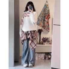 美式复古潮牌斜领露肩无帽卫衣女春秋oversize宽松慵懒薄款外套，女装短外套，星座506A
