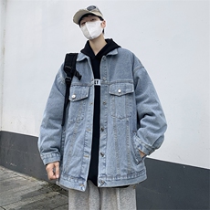 牛仔外套男春秋复古痞帅工装休闲夹克青少年百搭上衣JK08927-P58，男装夹克，星座308B-1