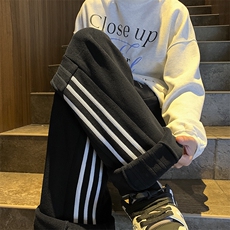 秋冬双面摇粒绒拼接织带绣花休闲裤XZ604-K117-特P40控78，男装休闲裤，星座604