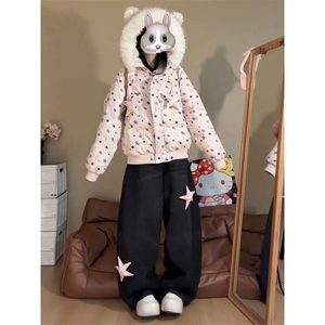 1506A/G78260/P94冬日新款暖和满印星星连帽棉服外套1图片