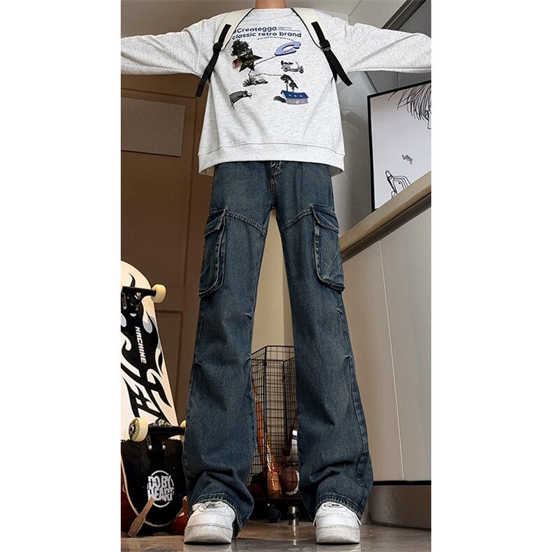 高品质B221美式ins高街暗黑宽松工装牛仔裤LK24341-P70控98,男装牛仔裤,电商B221