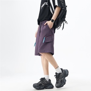 透气拉链设计冰丝短裤男夏款2025新款中裤815A-DK25-P40控68图片