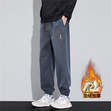 美式牛仔裤男士秋冬宽松束脚哈伦裤潮牌休闲长裤J667-P45/加绒P55，男装牛仔裤，星座509