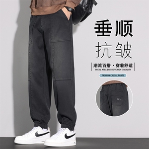 美式复古男秋季美式潮牌高街vibe束脚哈伦裤宽松休闲裤K6655-P52图片