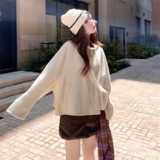 温柔风连帽羊毛短外套女2025冬季新款新款宽松显瘦小个子毛呢外套，女装短外套，2C108