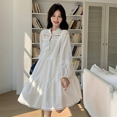 白色甜美减龄连衣裙女2025春季新款韩版宽松小个子马甲，女装连衣裙，2C122